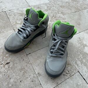 Jordan Gray and Lime High-Top Sneakers